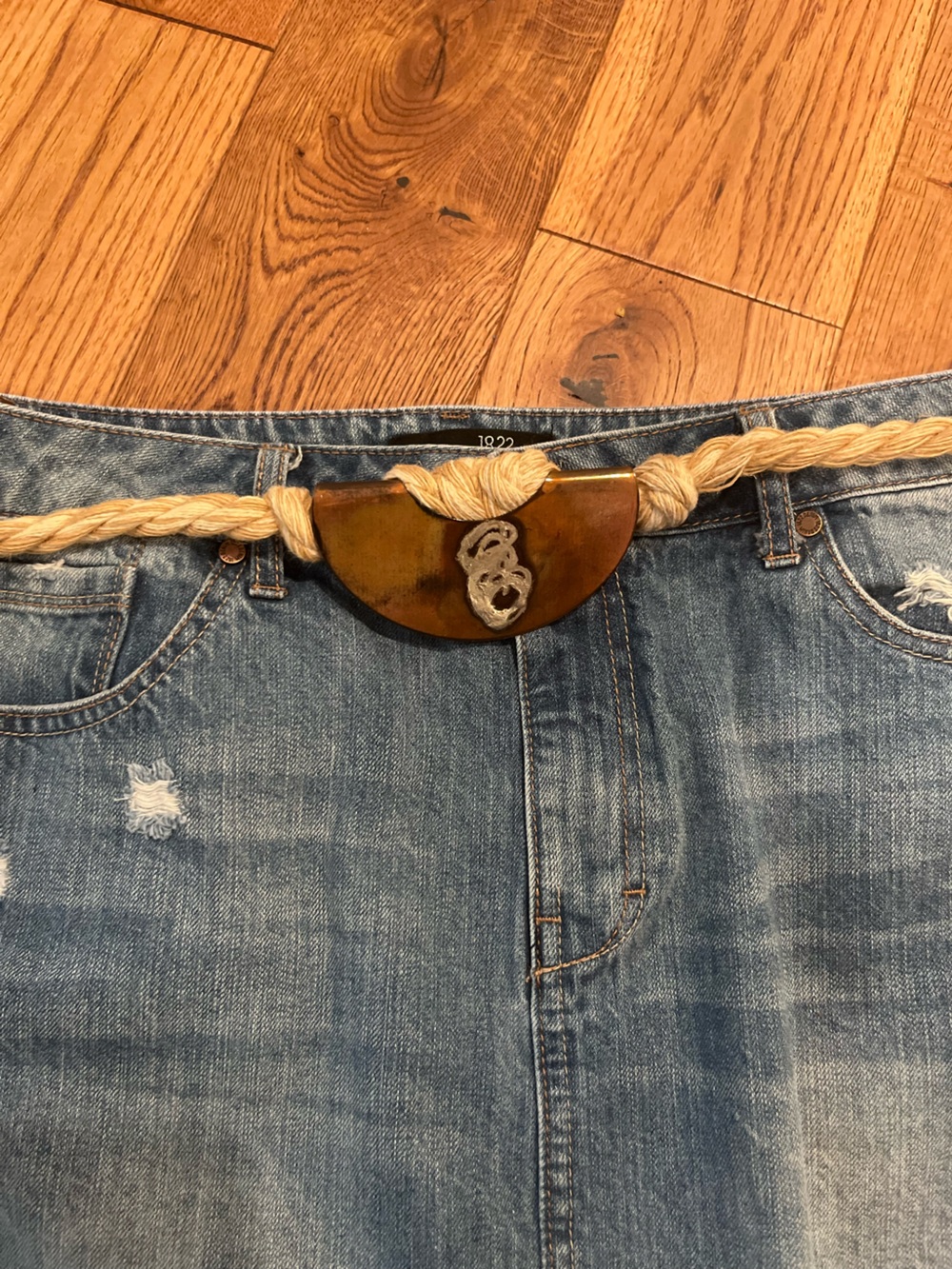 Braided Rope Belt with Cooper Tone Wearable Art accent